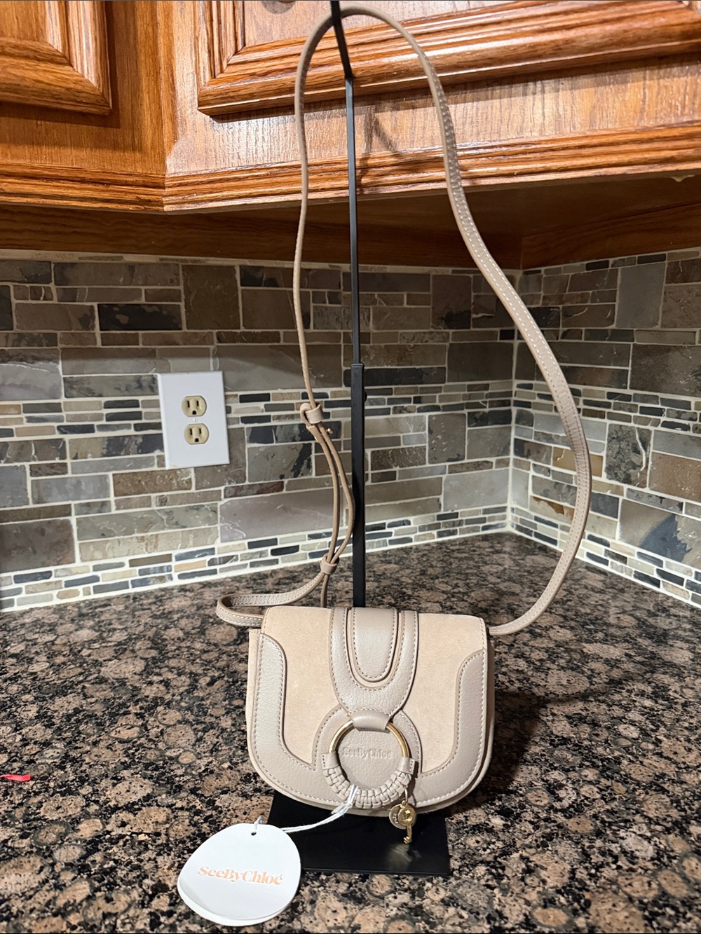 See By Chloé NWT Small grey/tan Crossbody Saddle Bag